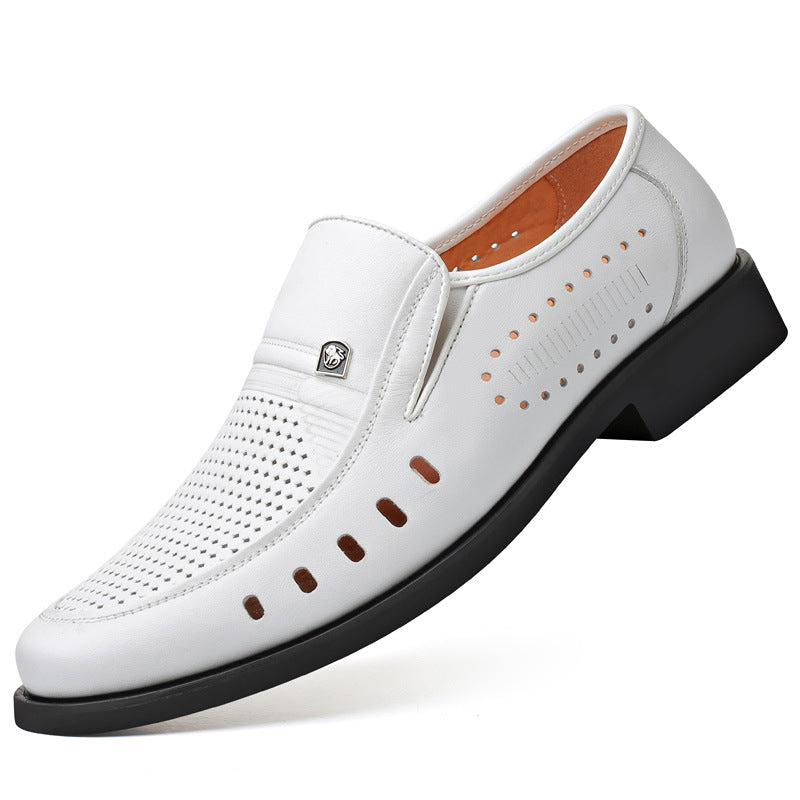 Breathable Leather Sandals Soft Men's Shoes Sandals 1028 White – Posh Atomic