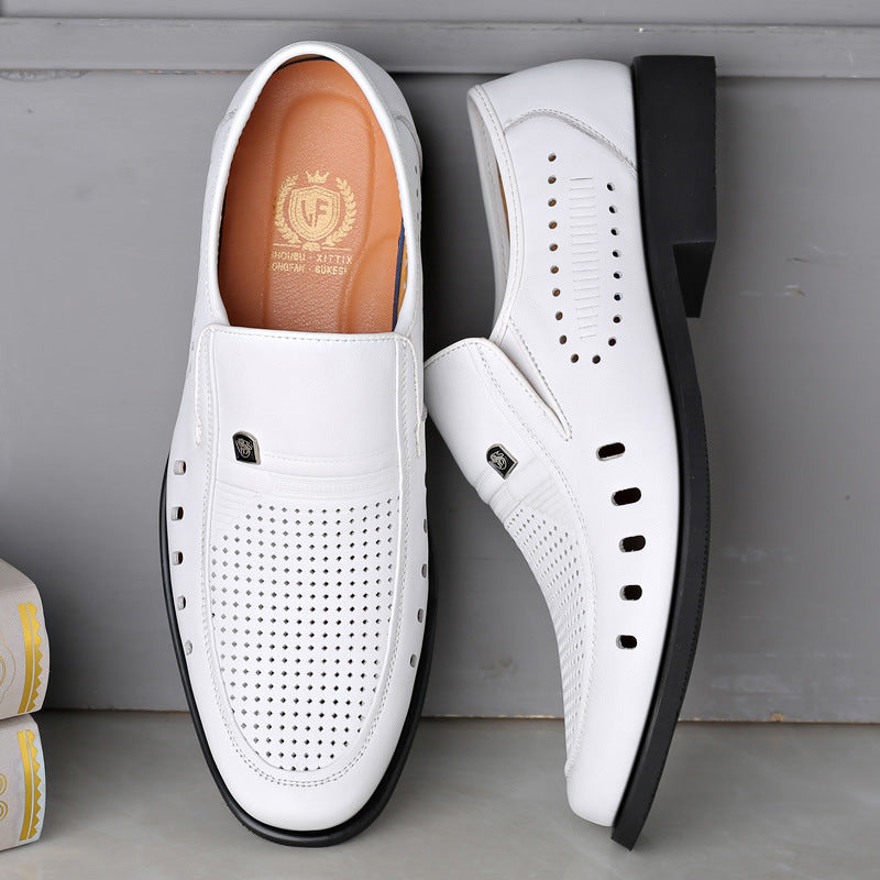 Breathable Leather Sandals Soft Men's Shoes Sandals 1028 White – Posh Atomic