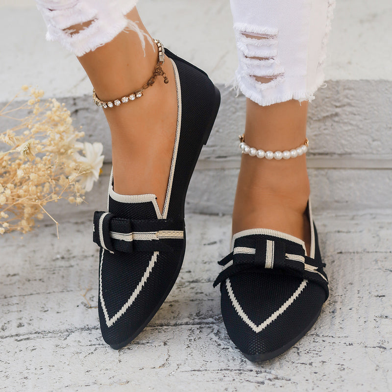 Casual And Comfortable Beautiful Bowknot Shoes Navy Blue – Posh Atomic