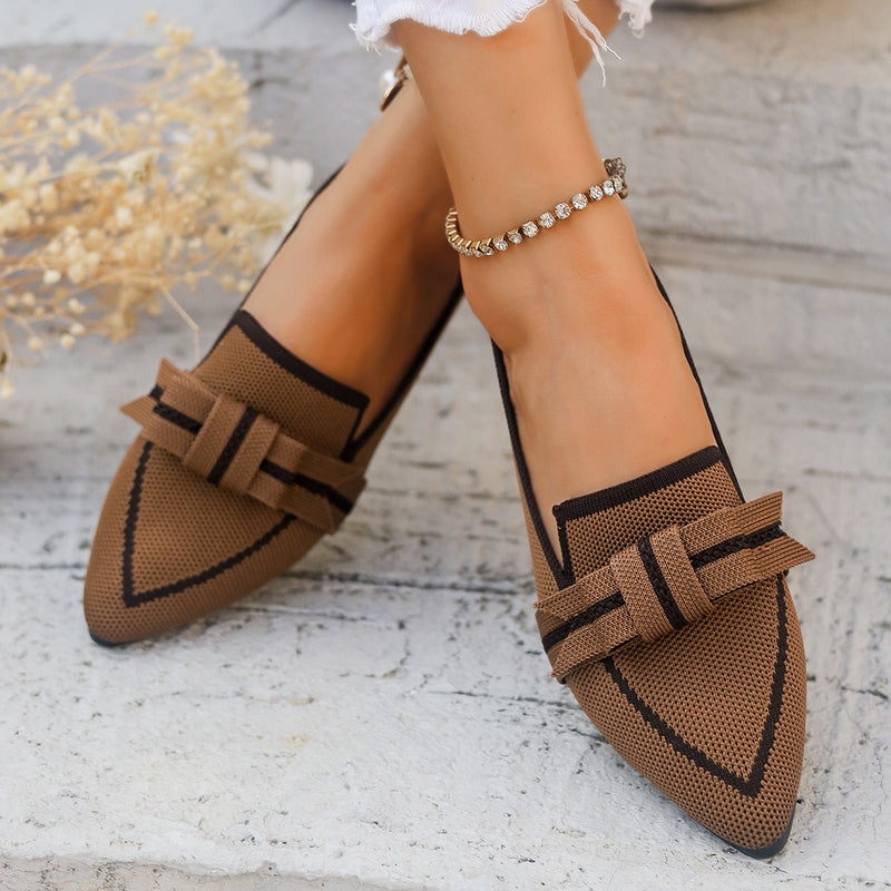 Casual And Comfortable Beautiful Bowknot Shoes Brown – Posh Atomic