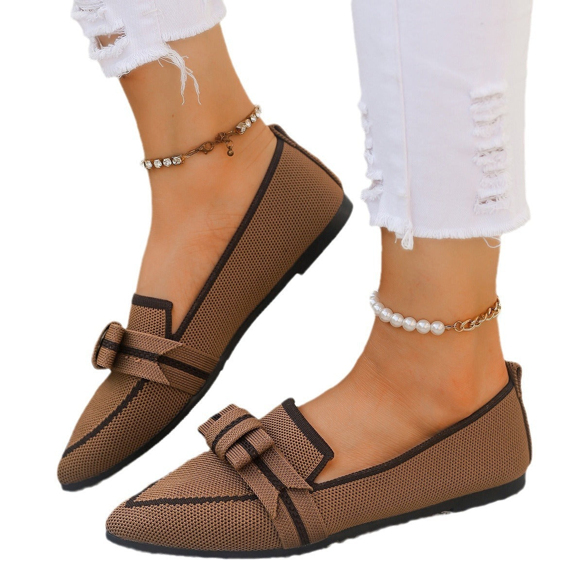 Casual And Comfortable Beautiful Bowknot Shoes Brown – Posh Atomic