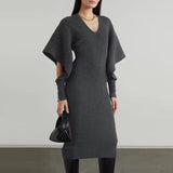 Casual Dolman Sleeve Wool Dress White S – Posh Atomic