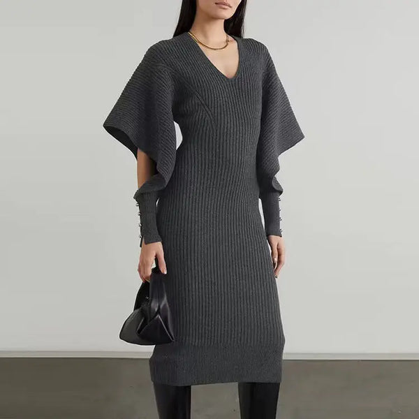 Casual Dolman Sleeve Wool Dress White S – Posh Atomic