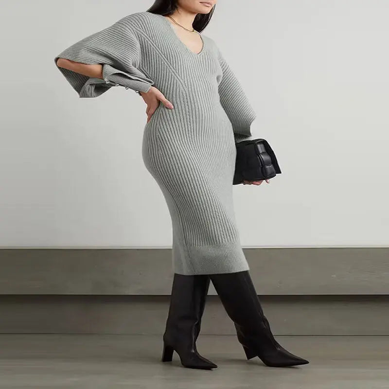 Casual Dolman Sleeve Wool Dress Dark Gray L – Posh Atomic