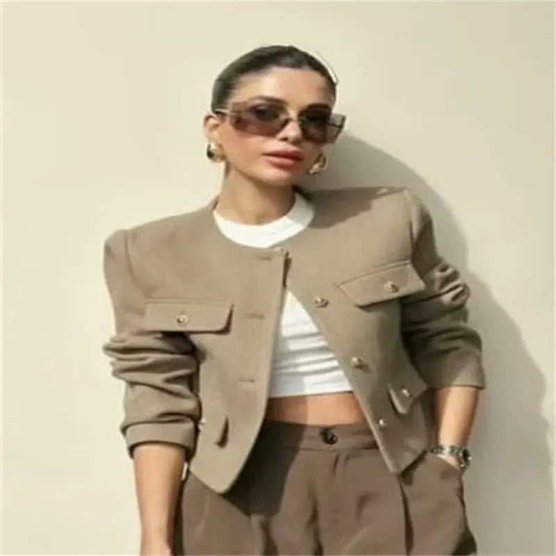 Classic Style Fashion Button Decoration Short Jacket White S – Posh Atomic