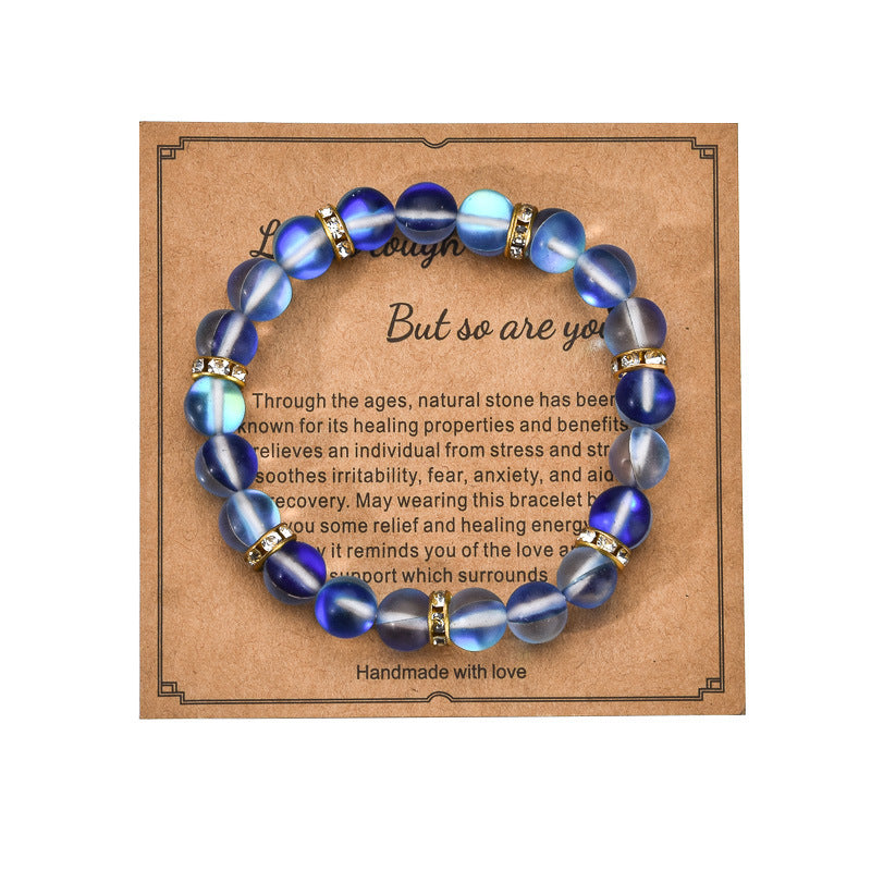 Colorful Glitter Stone Colorful Crystal Bracelet A01 White With Card – Posh Atomic