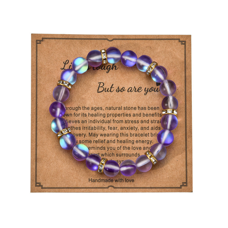Colorful Glitter Stone Colorful Crystal Bracelet A02 Purple With Card – Posh Atomic