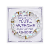 Colorful Glitter Stone Colorful Crystal Bracelet 01 White With Card – Posh Atomic