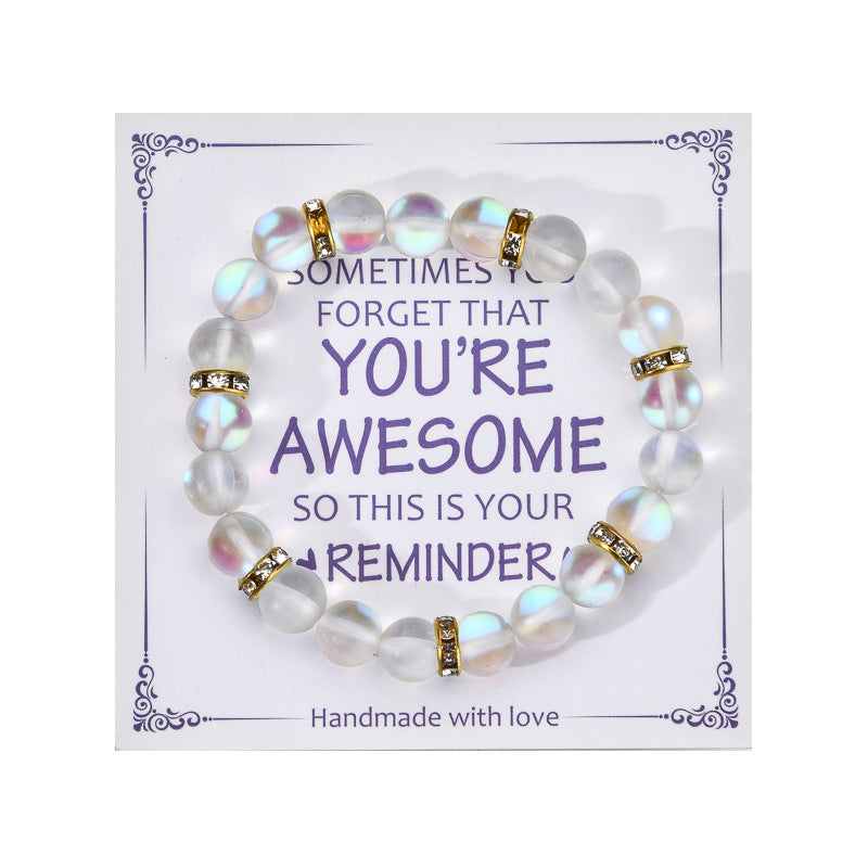Colorful Glitter Stone Colorful Crystal Bracelet 01 White With Card – Posh Atomic