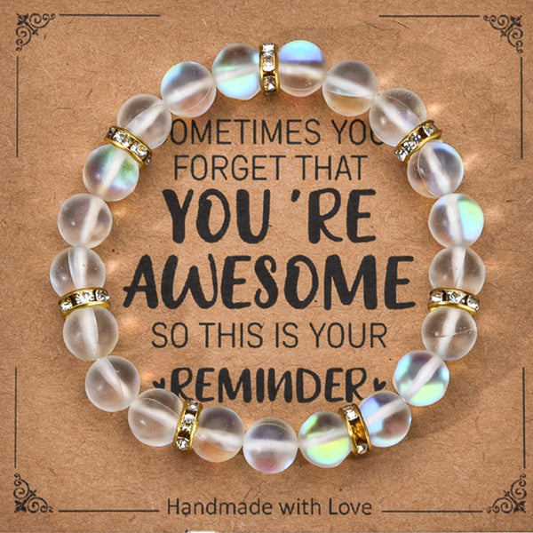 Colorful Glitter Stone Colorful Crystal Bracelet 1 White With Card – Posh Atomic