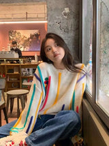 Colorful Striped Fringed Sweater – Posh Atomic