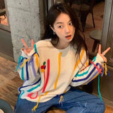 Colorful Striped Fringed Sweater Picture Color L – Posh Atomic