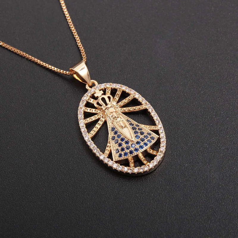 Copper-plated Gold Inlaid Zircon Necklace Ornament Accessories NE089 – Posh Atomic