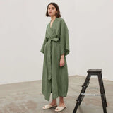 Cotton Long Sleeve Bathrobe Green M – Posh Atomic