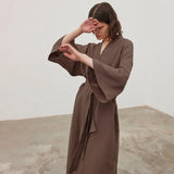 Cotton Long Sleeve Bathrobe Brown L – Posh Atomic