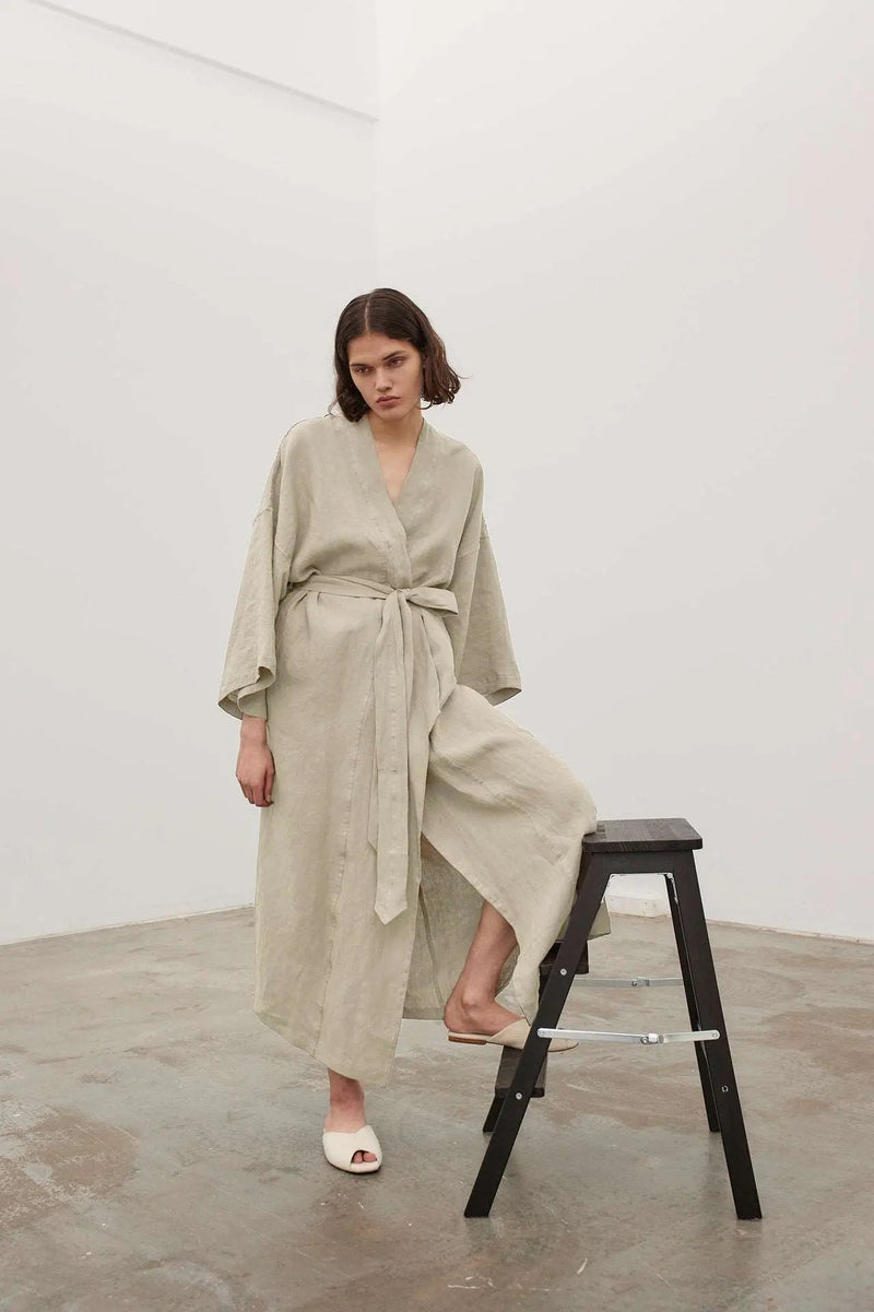 Cotton Long Sleeve Bathrobe Green L – Posh Atomic