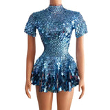 Dazzling Sequined Party Dress Light Gold Average Size – Posh Atomic