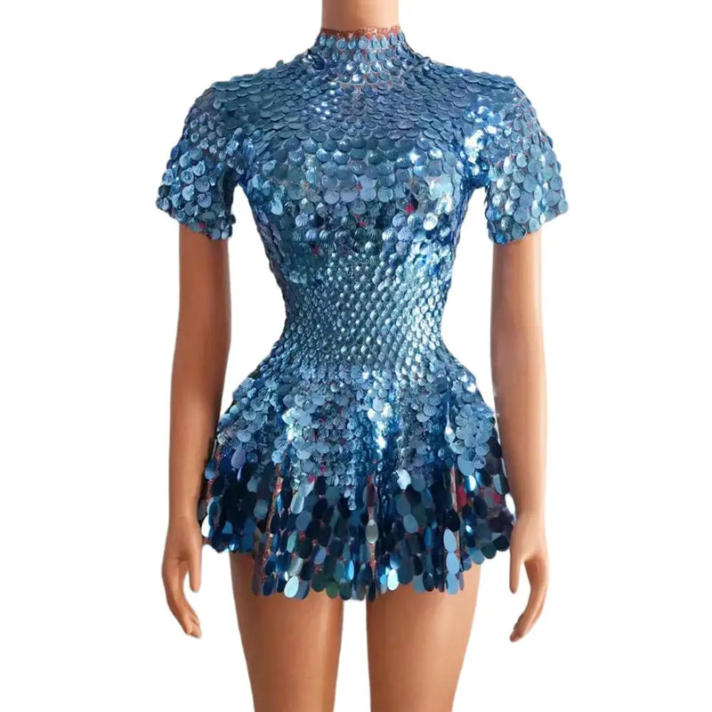 Dazzling Sequined Party Dress Light Gold Average Size – Posh Atomic