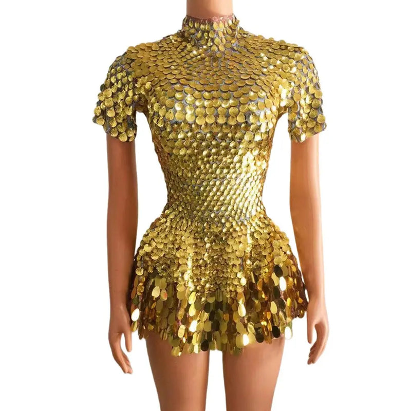 Dazzling Sequined Party Dress Rose Red Average Size – Posh Atomic