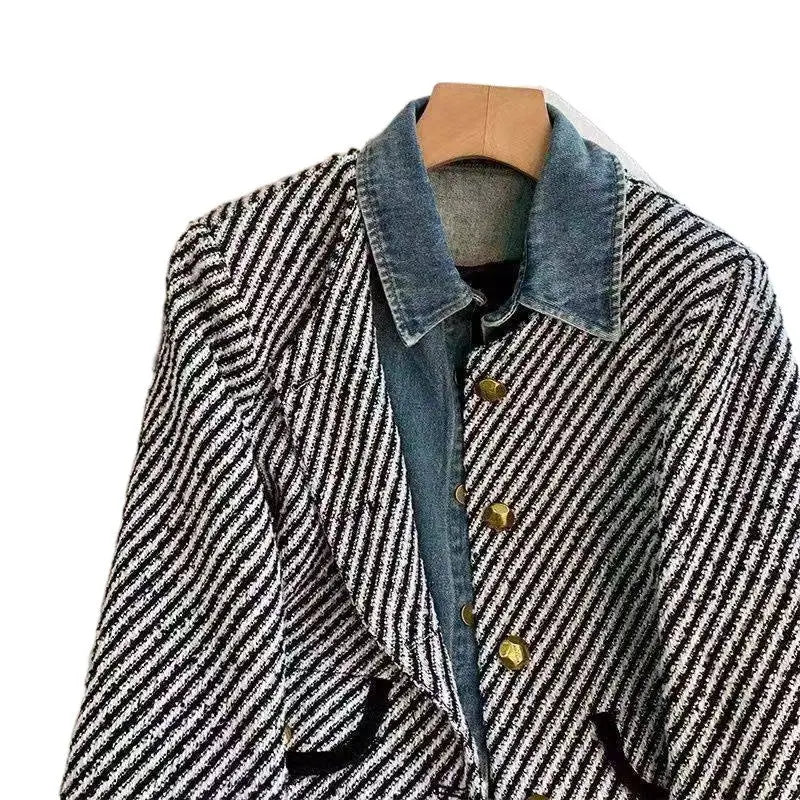 Denim Stitching Classic Style Coat Picture Color 2XL – Posh Atomic