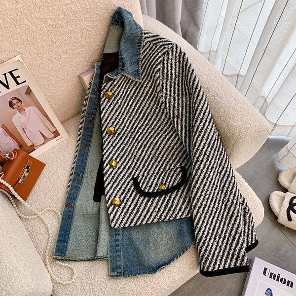Denim Stitching Classic Style Coat Picture Color S – Posh Atomic