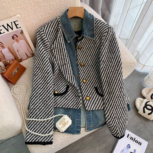 Denim Stitching Classic Style Coat Picture Color M – Posh Atomic