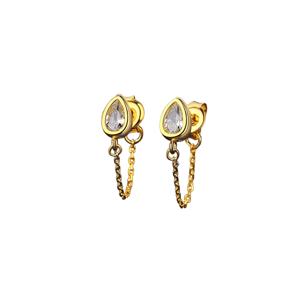 Drop Chain Stud Earrings 14K Gold 925 Silver – Posh Atomic