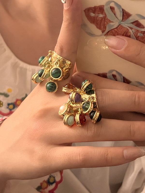 Fashion Vintage Natural Gemstone Peacock Ring Color – Posh Atomic