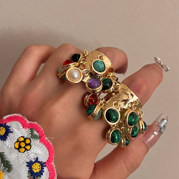 Fashion Vintage Natural Gemstone Peacock Ring Green – Posh Atomic