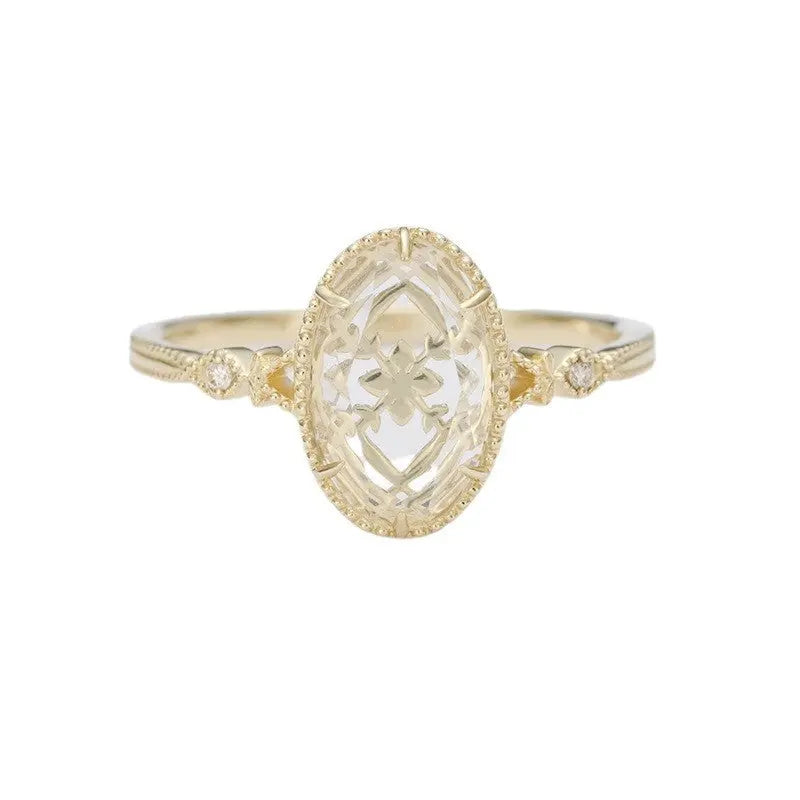 Flower Rings Pendant Natural White Crystal Ring Size17 – Posh Atomic