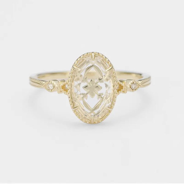 Flower Rings Pendant Natural White Crystal Ring Size12 – Posh Atomic