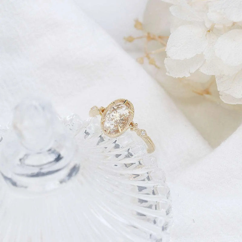 Flower Rings Pendant Natural White Crystal Ring Size15 – Posh Atomic