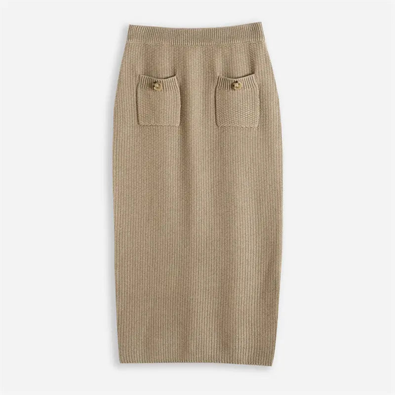 French Knit Three-piece Suit Set: Cardigan, Halter, Skirt Cardigan M – Posh Atomic