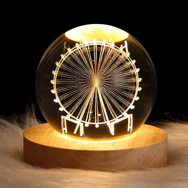 Galaxy Crystal Ball Table Lamp Solid Wood Seat Saturn 6CM – Posh Atomic