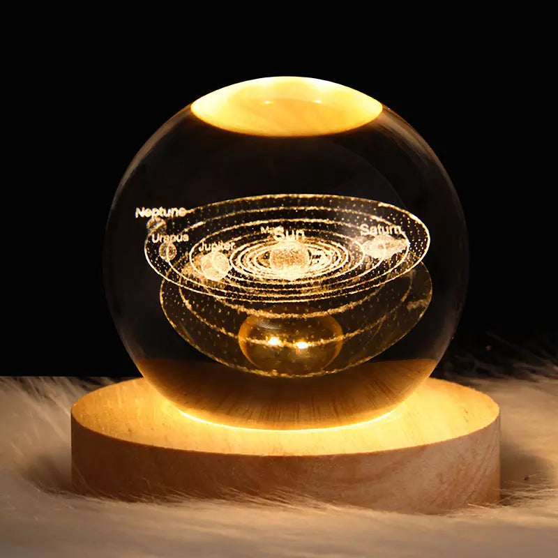 Galaxy Crystal Ball Table Lamp Solid Wood Seat Clover 8CM – Posh Atomic