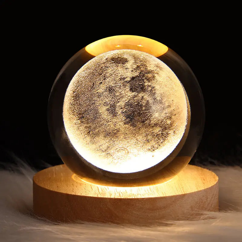 Galaxy Crystal Ball Table Lamp Solid Wood Seat Solar System 6CM – Posh Atomic
