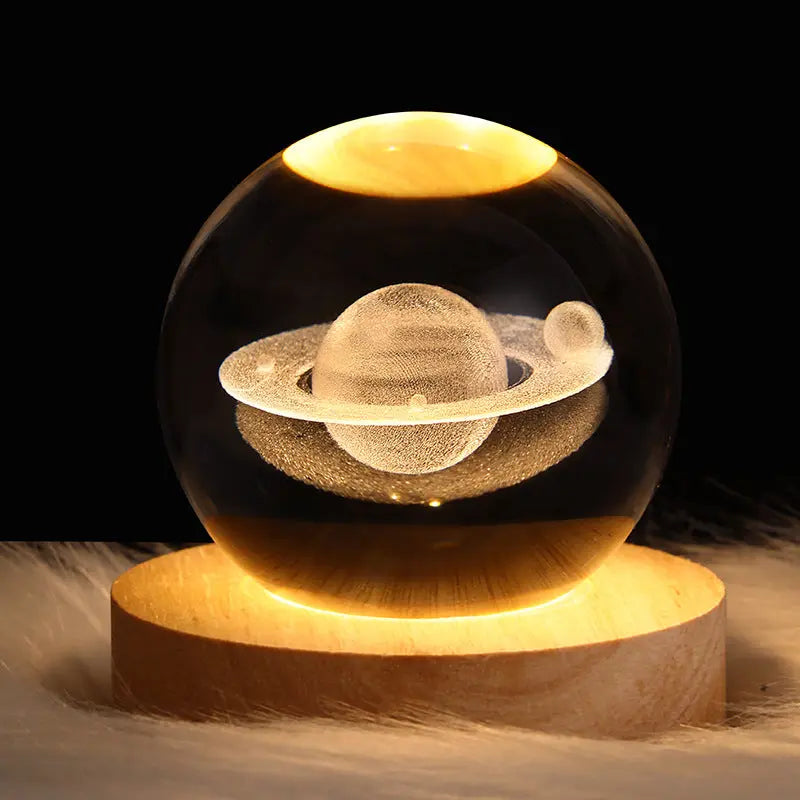 Galaxy Crystal Ball Table Lamp Solid Wood Seat Clover 6CM – Posh Atomic