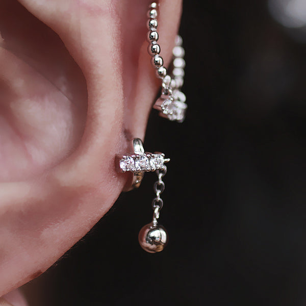 Geometric Gang Drill Round Beads Ear Clip Compact White Gold Color Copper – Posh Atomic