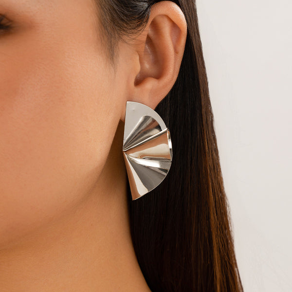 Geometric Trendy Female Irregular Earrings Double Layer 01 Gold 3241 Iron – Posh Atomic