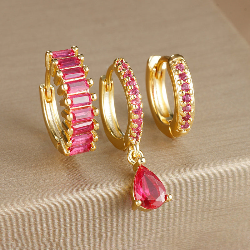 Geometric Water Drop Diamond Gold Plated Earrings – Posh Atomic