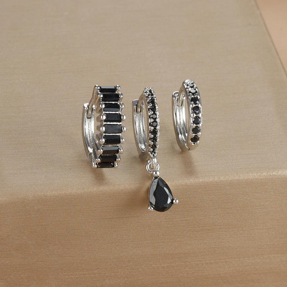 Geometric Water Drop Diamond Gold Plated Earrings E1575 Gold Green 3PCs – Posh Atomic