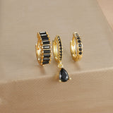 Geometric Water Drop Diamond Gold Plated Earrings E1575 Silver White 3PCs – Posh Atomic