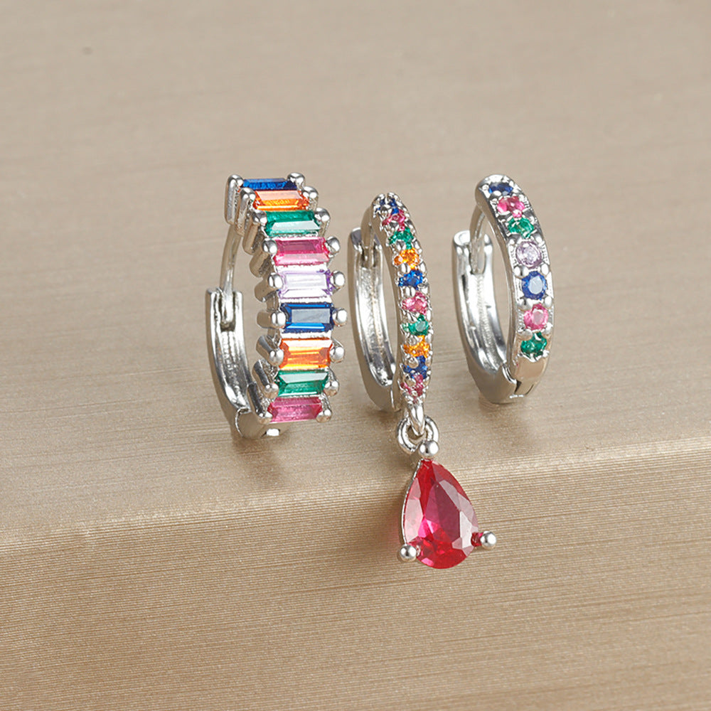 Geometric Water Drop Diamond Gold Plated Earrings E1575 Gold Color 3PCs – Posh Atomic