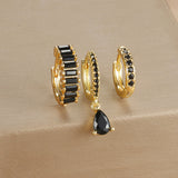 Geometric Water Drop Diamond Gold Plated Earrings E1575 Silver Color 3PCs – Posh Atomic