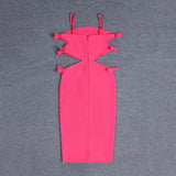 High Waist Bandage One-piece Dress Rose Red L – Posh Atomic