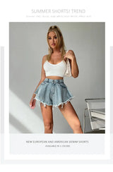 High Waist Loose-fitting Fringed Denim Shorts For Women – Posh Atomic