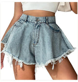 High Waist Loose-fitting Fringed Denim Shorts For Women – Posh Atomic