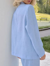 High Waisted Straight Leg Two-piece Set For Women Blue L – Posh Atomic