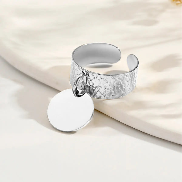 Ins Simple 18K Gold Stainless Steel Rings Pendants Pendant Design Silver Average Size – Posh Atomic