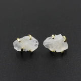 Irregular Natural Raw Gemstone Crystal Four-claw Stud Earrings Amethyst – Posh Atomic